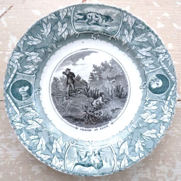 Antiek Frans Jachtbord Bordeaux Poterie "Jachthonden"