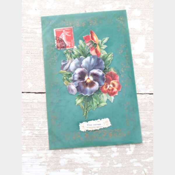 Antieke Franse celluloid kaart "Doux souvenir"