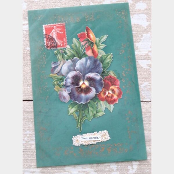 Antieke Franse celluloid kaart "Doux souvenir"