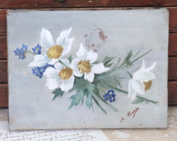 Engels schilderijtje "Bloemen"