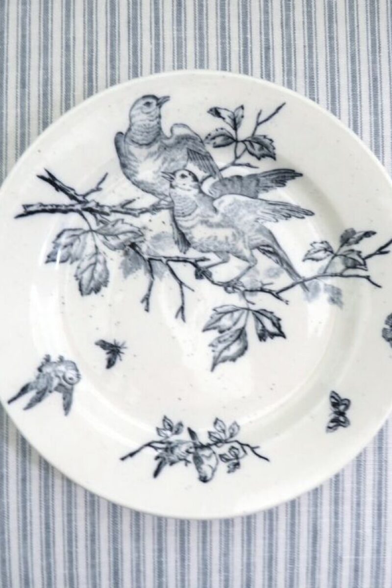 Antiek bord "Vogeltjes, vlinders & insect"