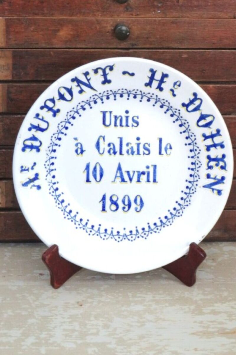 Antiek Frans huwelijksbord 10 Avril 1899