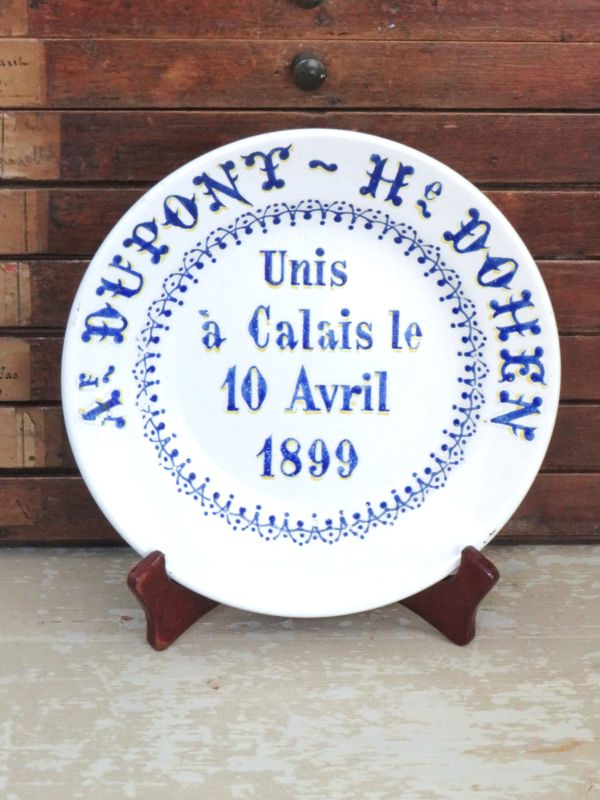 Antiek Frans huwelijksbord 10 Avril 1899
