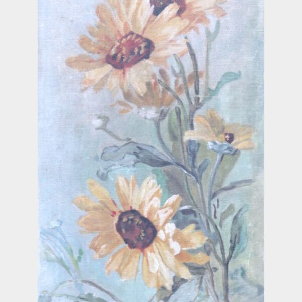 Antiek schilderij "Gele bloemen"