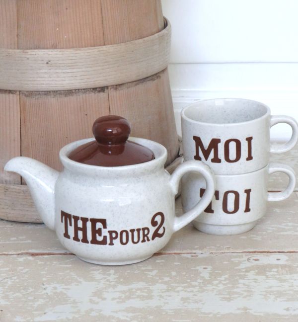 Franse vintage theeset “The pour 2 / Toi & Moi