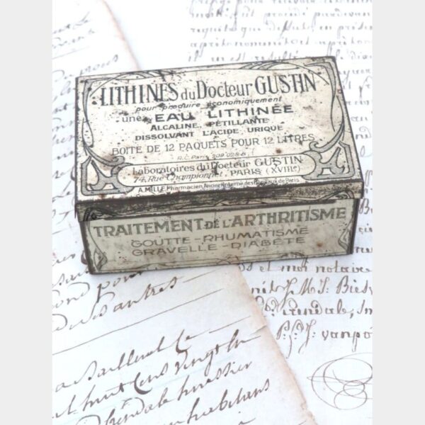 Antiek Frans blikje "Lithines du Docteur Gustin"Paris 1890