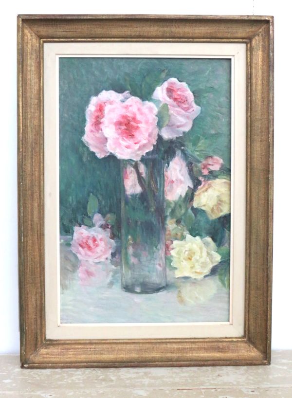 Oud Frans schilderij "Rozen"