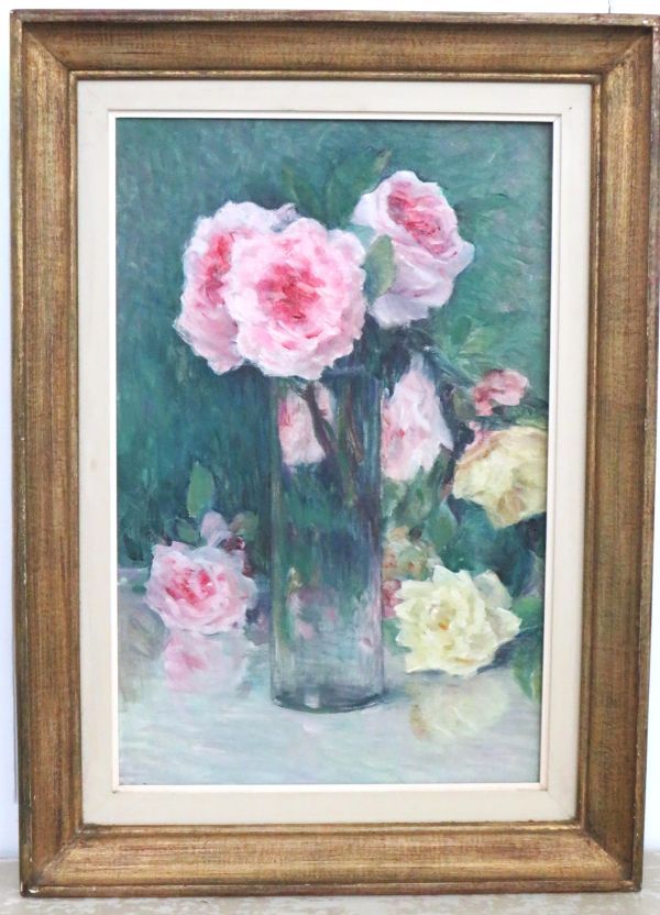 Oud Frans schilderij "Rozen"