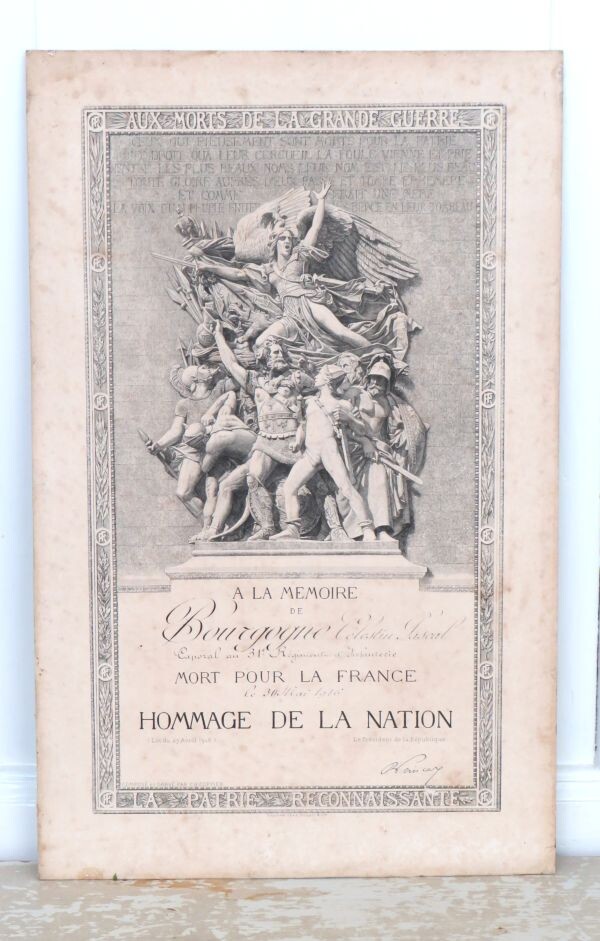 Frans diploma "Hommage de la Nation, 1e WO