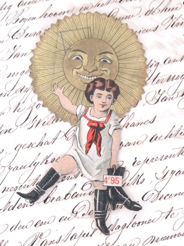 Antieke Franse reclamekaart "Au Soleil" 1890-1900