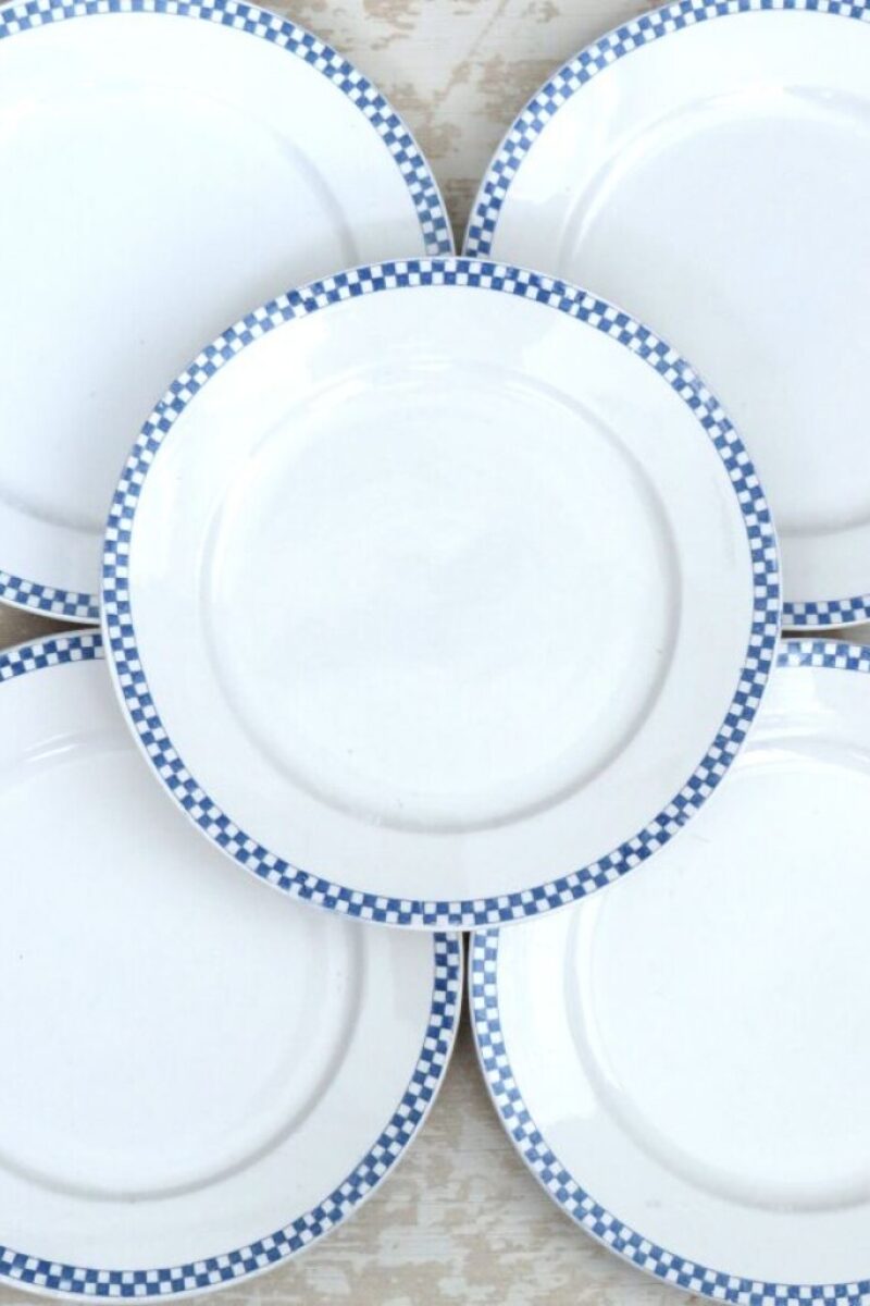 Franse bord Opaque de Sarreguemines - Blauw/wit
