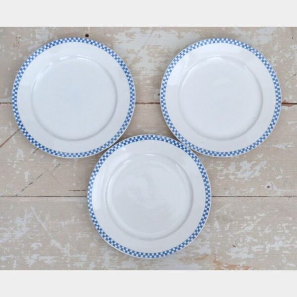 Franse bord Opaque de Sarreguemines - Blauw/wit