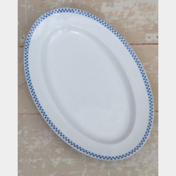 Franse serveerschaal Opaque de Sarreguemines - Blauw/wit