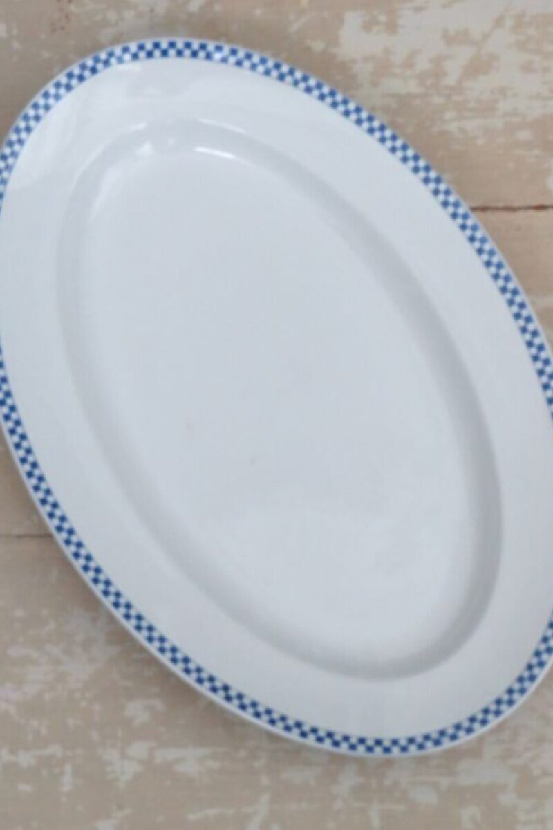 Franse serveerschaal Opaque de Sarreguemines - Blauw/wit