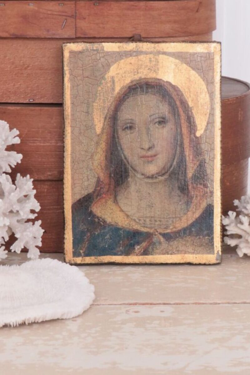 Oude devotieprent op hout