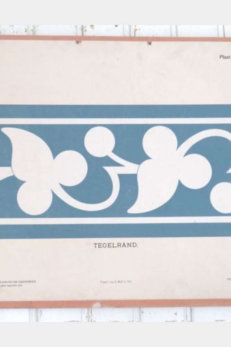 Wandplaat voor teekenonderwijs Zwier en Jansma "Tegelrand", begin 1900