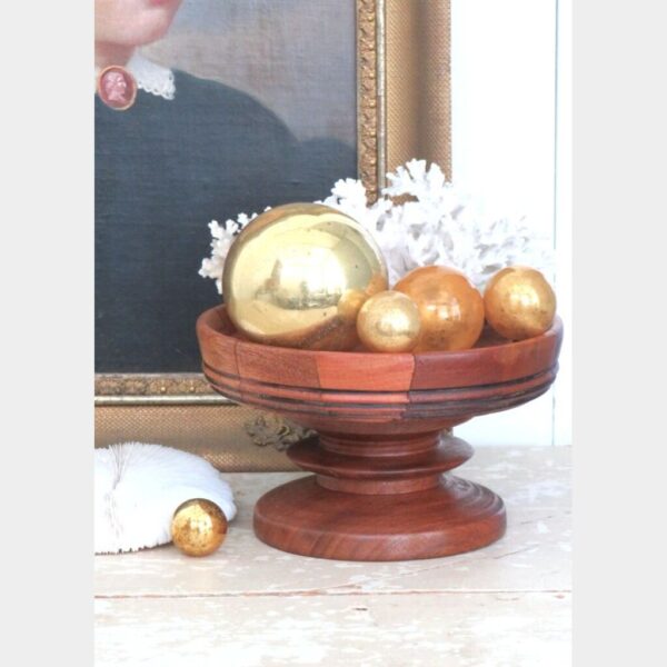 Vintage houten sokkel / schaal op voet