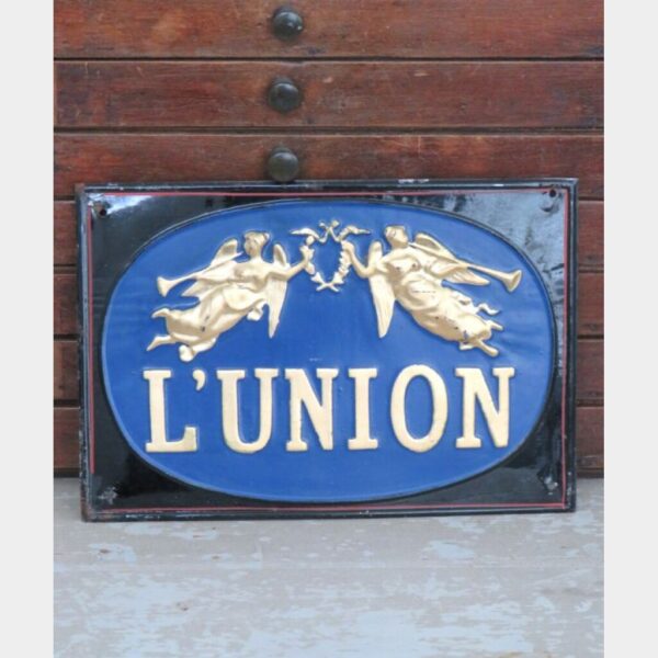 Antiek Frans metalen reclamebord L'Union, begin 1900