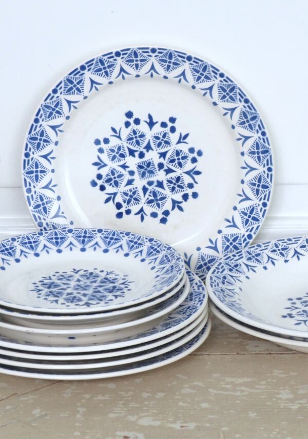 Lot Franse borden Dentelle blauw