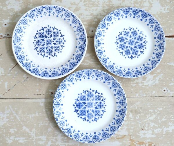 Lot Franse borden Dentelle blauw
