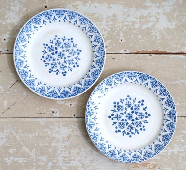 Lot Franse borden Dentelle blauw