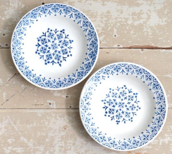 Lot Franse borden Dentelle blauw