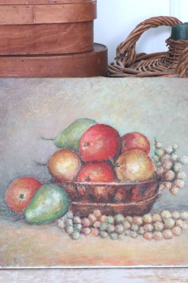 Antiek Frans schilderij "Fruitmand"