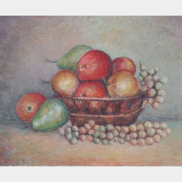 Antiek Frans schilderij "Fruitmand"