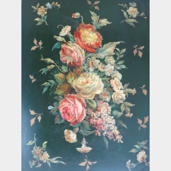 Oud toleware dienblad "Bloemen"