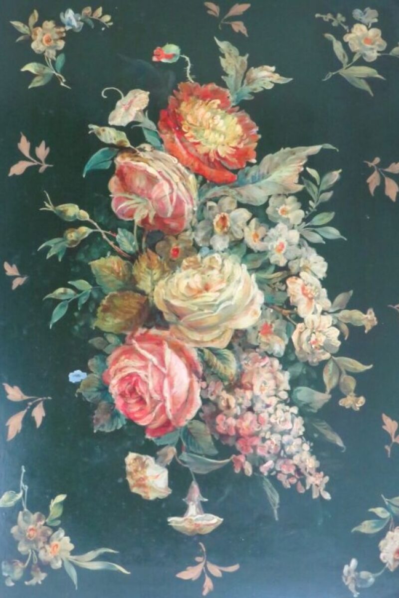 Oud toleware dienblad "Bloemen"