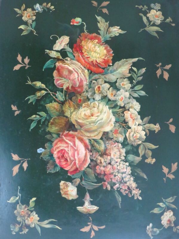 Oud toleware dienblad "Bloemen"