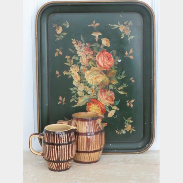 Oud toleware dienblad "Bloemen"