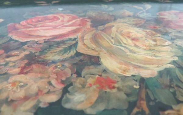 Oud toleware dienblad "Bloemen"