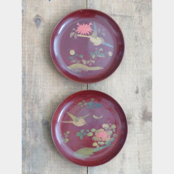 2 oude houten bordjes "Vogels"