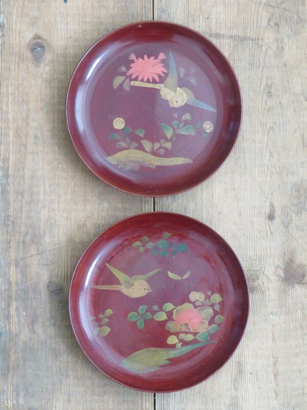 2 oude houten bordjes "Vogels"
