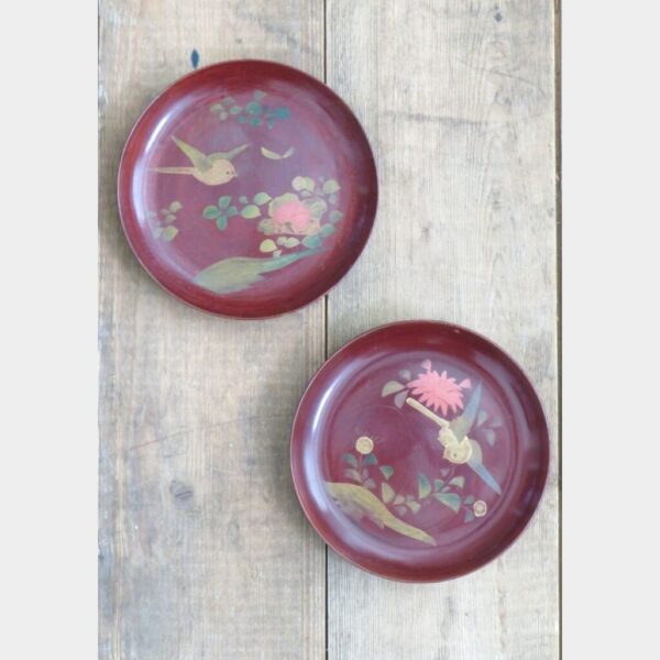 2 oude houten bordjes "Vogels"