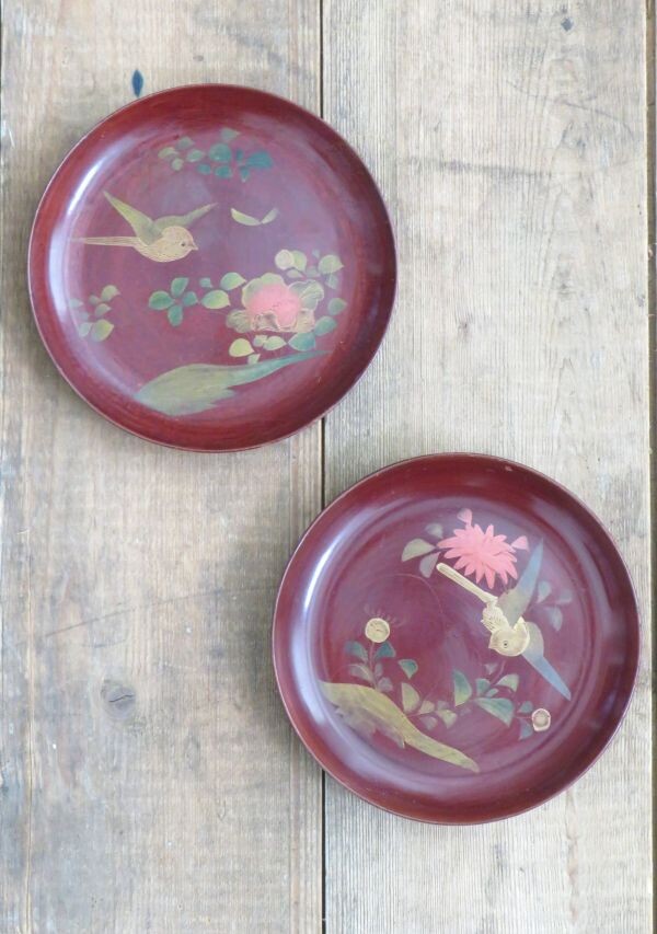 2 oude houten bordjes "Vogels"