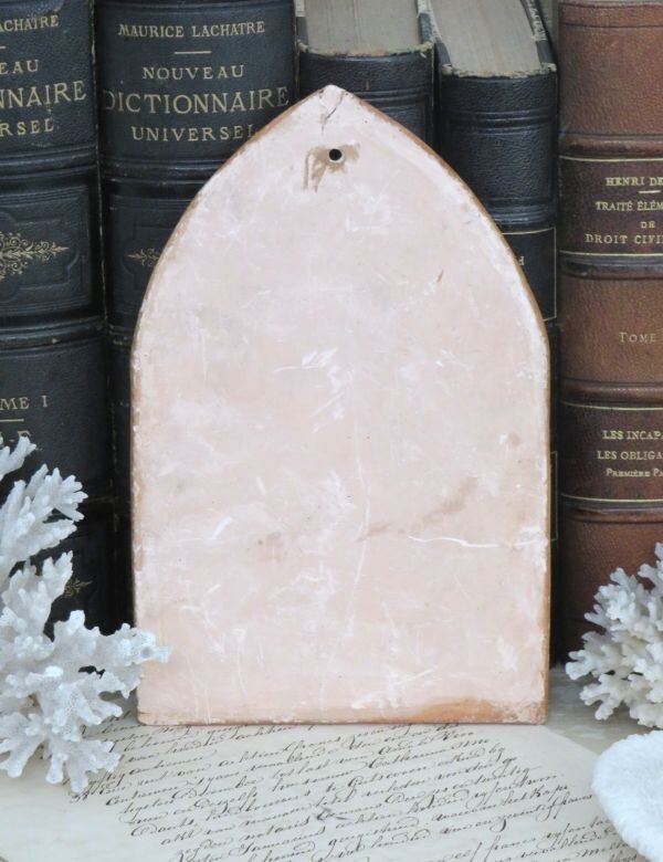 Oude terracotta plaquette " Madonna met kind"