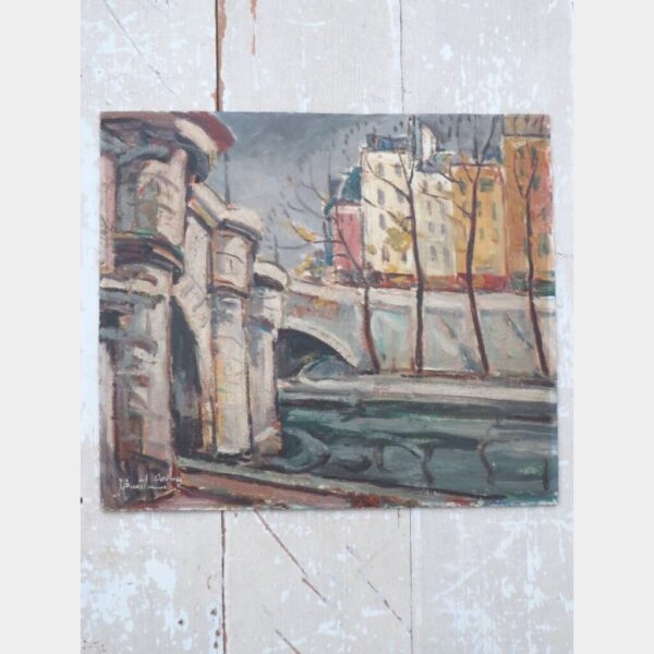 Oud Frans schilderij "Pont Neuf Parijs"