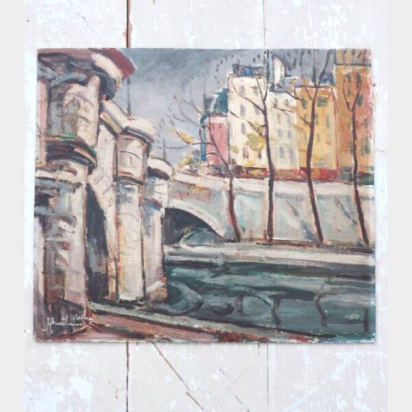 Oud Frans schilderij "Pont Neuf Parijs"