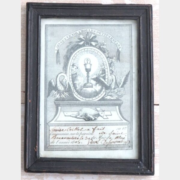 Antieke Franse Eerste communieprent "Souvenir de Communion" 1805