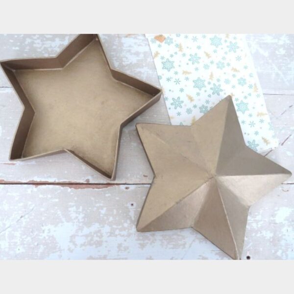 Oude vintage papiermaché kerstdoos "Ster"