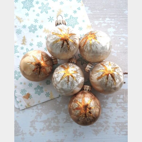Set (6 st.) Oude vintage kerstballen "Ster"