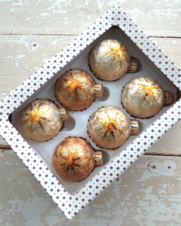 Set (6 st.) Oude vintage kerstballen "Ster"