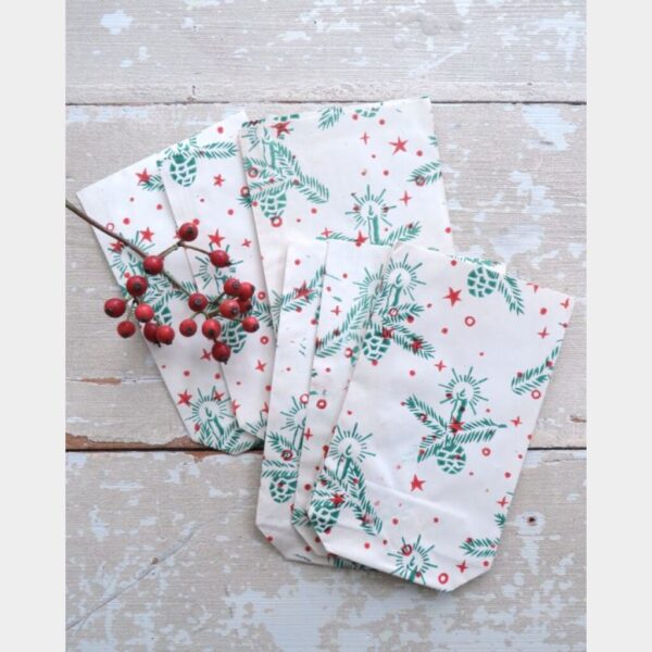 Oud kerst cadeauzakje -Groen ( jaren 50)